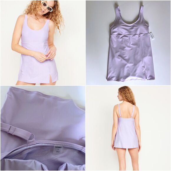 NWT Lavender Swim Dress L Year-Round Swimming High Coverage Swimsuit One-Piece - Picture 3 of 9